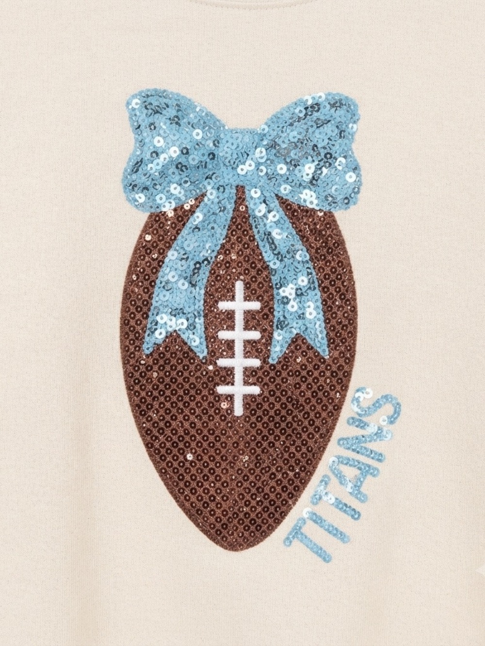NWT Handmade Tennessee Titans Sequin Bow Upcycled Football Sweatshirt L - Picture 2 of 6